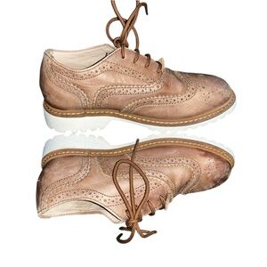 Kenneth Cole of New York Cognac Wing Brogue Leather Shoes Size 12